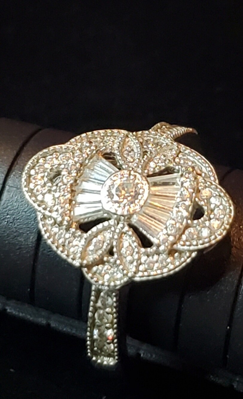 Art Deco Dinner Ring 925 Sterling Silver